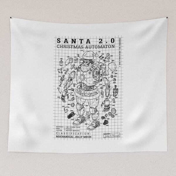 Item preview, Engineer Christmas Funny Santa Claus Blueprint Diagram designed and sold by GrandeDuc.