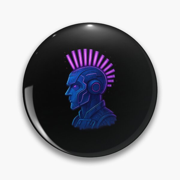 Item preview, Neon Punk Bot – LED Mohawk Cyberpunk Robot Portrait designed and sold by AddictiveDesign.