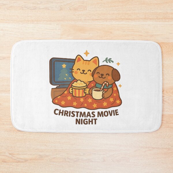 Item preview, Christmas Movie Night – Cute Cat and Dog Cozy Christmas Cartoon Design designed and sold by StyleLap.