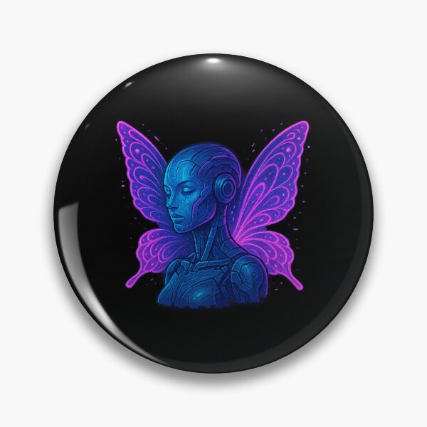 Item preview, Cyber Butterfly Android – Neon Techno Wings Portrait designed and sold by AddictiveDesign.