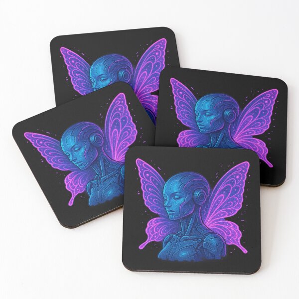 Item preview, Cyber Butterfly Android – Neon Techno Wings Portrait designed and sold by AddictiveDesign.