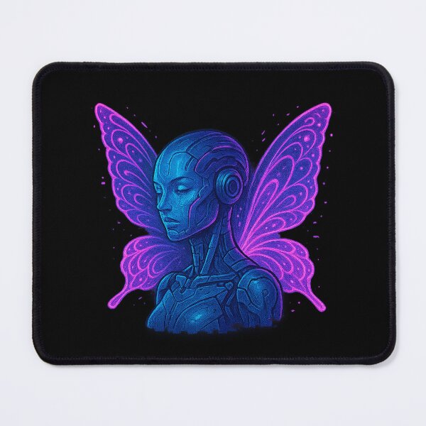 Item preview, Cyber Butterfly Android – Neon Techno Wings Portrait designed and sold by AddictiveDesign.