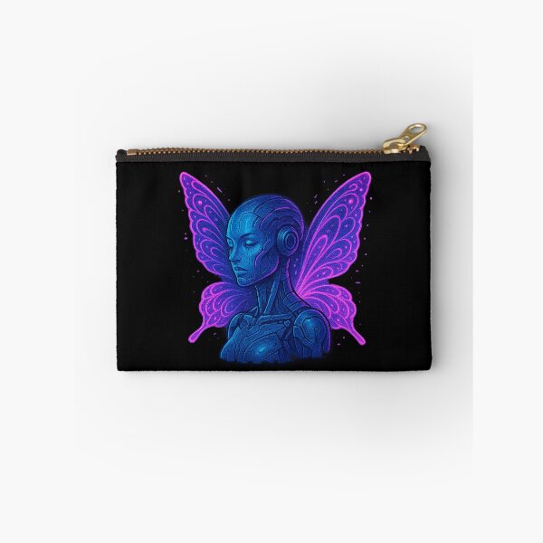 Item preview, Cyber Butterfly Android – Neon Techno Wings Portrait designed and sold by AddictiveDesign.
