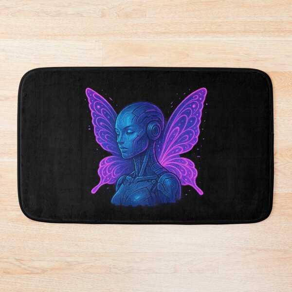 Item preview, Cyber Butterfly Android – Neon Techno Wings Portrait designed and sold by AddictiveDesign.