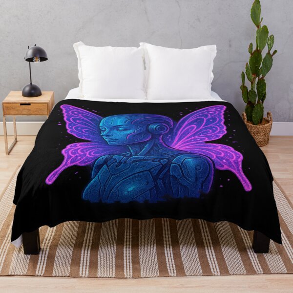 Item preview, Cyber Butterfly Android – Neon Techno Wings Portrait designed and sold by AddictiveDesign.