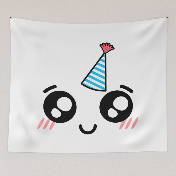Item preview, Cute kawaii happy calmed face – birthday hat designed and sold by BlushyPrint.