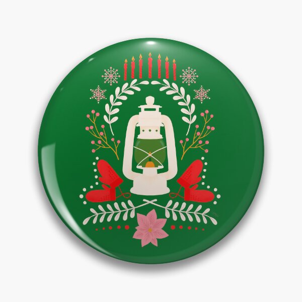 Item preview, Christmas Lantern Illustration Bright Festive Winter Floral Art Green designed and sold by RosalindeClara.