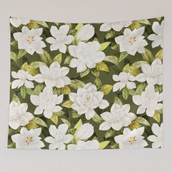 Item preview, Floral Pattern with White Gardenias in Watercolor designed and sold by andrebalest.art.
