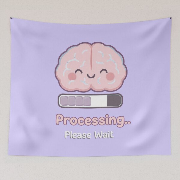 Item preview, Processing… Please Wait — Cute Brain Loading Bar | Neurodivergent and Epilepsy Humor & Kawaii Mental Health Design designed and sold by PureBrain.