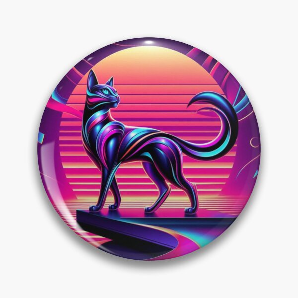 Item preview, Neon Cat Voyager – Synthwave Sunset Explorer designed and sold by Dogandesighn.