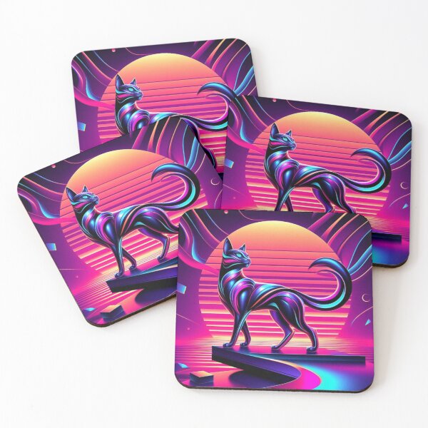 Item preview, Neon Cat Voyager – Synthwave Sunset Explorer designed and sold by Dogandesighn.