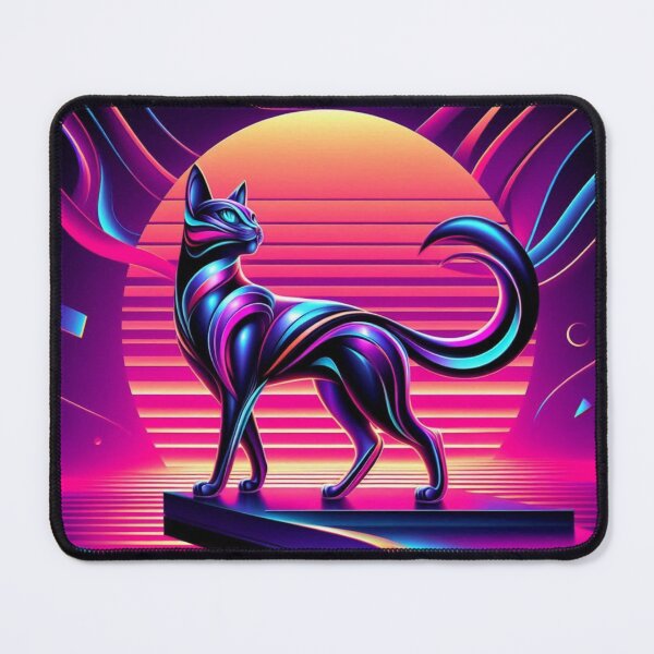 Item preview, Neon Cat Voyager – Synthwave Sunset Explorer designed and sold by Dogandesighn.