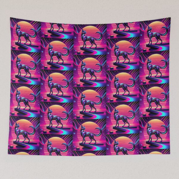 Item preview, Neon Cat Voyager – Synthwave Sunset Explorer designed and sold by Dogandesighn.