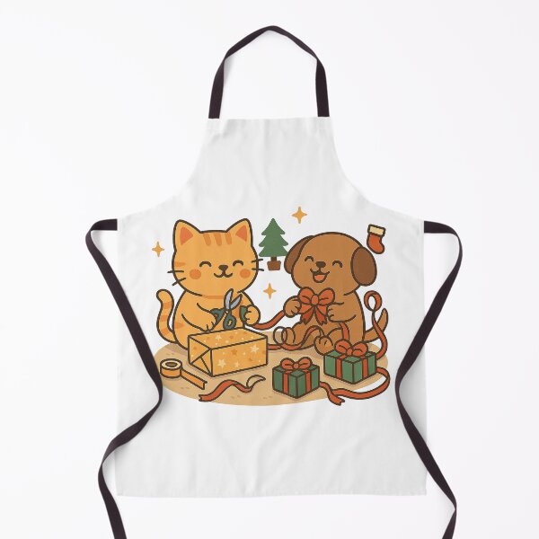 Item preview, Gift Wrapping Station – Cute Cat and Dog Christmas Wrapping Cartoon Design designed and sold by StyleLap.