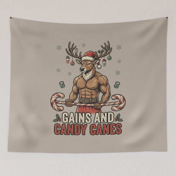 Item preview, Swole Reindeer Christmas Lifter - Candy Cane Gains designed and sold by AwesomeBeyondLimits.