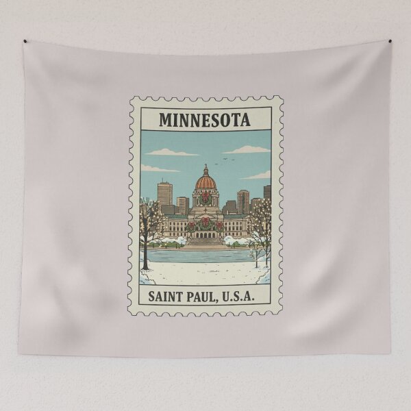 Item preview, Vintage Minnesota Capitol Christmas Saint Paul Stamp designed and sold by allaboutstamps.