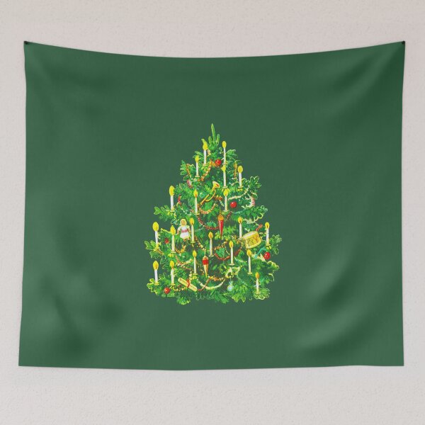 Item preview, Vintage Christmas Tree with Candles Illustrated Art designed and sold by AzizamWorks.