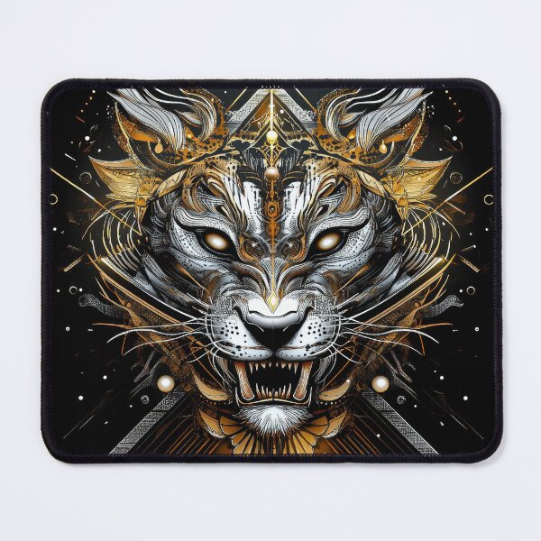 Item preview, Futuristic Tiger Totem with Geometric Gold Accents designed and sold by Daagath.