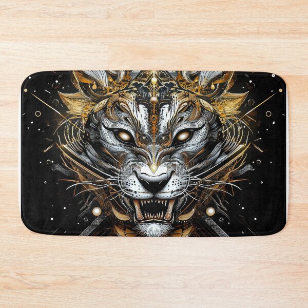 Item preview, Futuristic Tiger Totem with Geometric Gold Accents designed and sold by Daagath.
