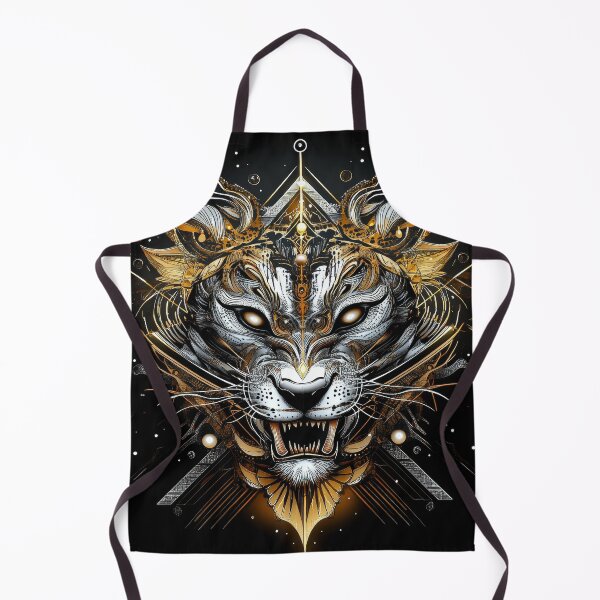Item preview, Futuristic Tiger Totem with Geometric Gold Accents designed and sold by Daagath.