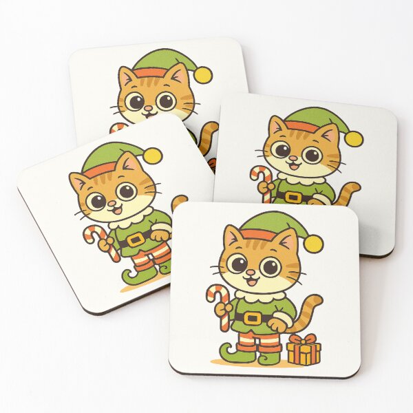 Item preview, Cute Christmas Elf Cat – Adorable Holiday Cartoon Design designed and sold by HoopeStylee.