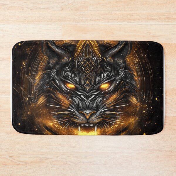 Item preview, Fiery Dark Tiger with Glowing Eyes and Astral Flame designed and sold by Daagath.