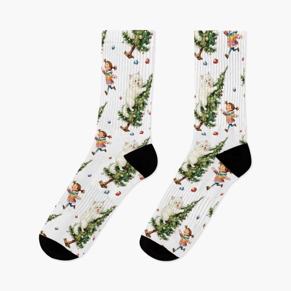 Item preview, Funny Christmas Cat in Tree – Cute Holiday Illustration for Cat Lovers designed and sold by olenadykun.ai.
