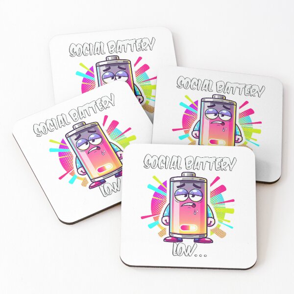 Item preview, Social Battery Low – Introvert Energy Meme Battery Character designed and sold by JaaGo PopLab.