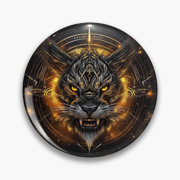 Item preview, Celestial Tiger Guardian with Glowing Eyes and Cosmic Runes designed and sold by Daagath.