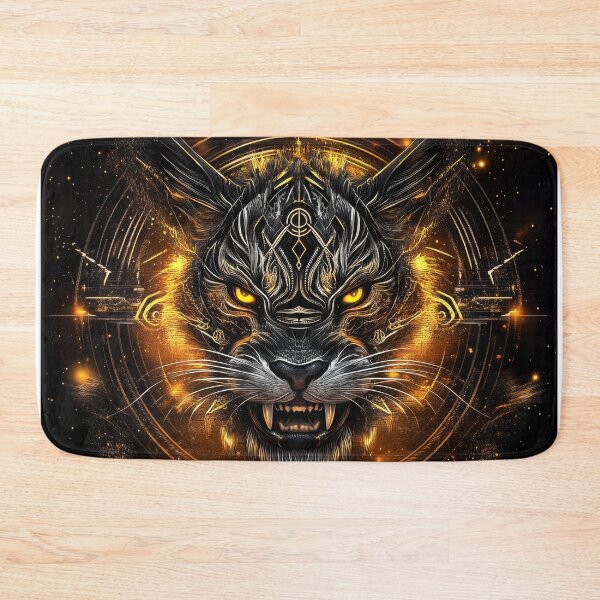 Item preview, Celestial Tiger Guardian with Glowing Eyes and Cosmic Runes designed and sold by Daagath.