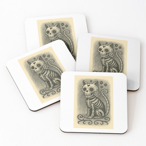 Item preview, “Bone Whiskers” Calavera Cat Print designed and sold by DOOFUSAURUS.