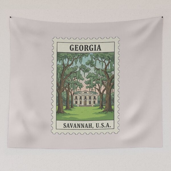 Item preview, Vintage Savannah Georgia Stamp designed and sold by allaboutstamps.