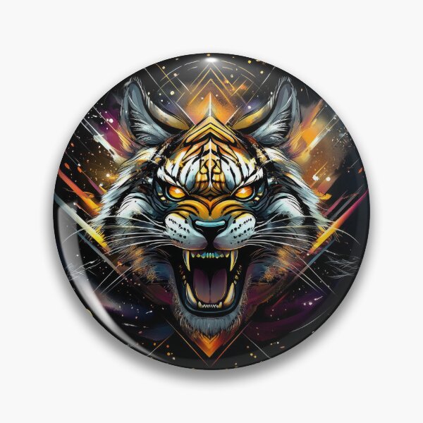 Item preview, Cosmic Roar Tiger with Neon Stripes and Galactic Burst designed and sold by Daagath.