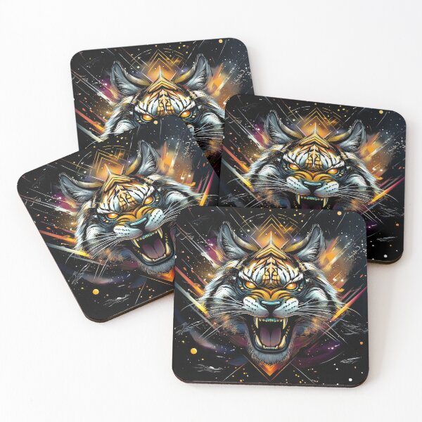 Item preview, Cosmic Roar Tiger with Neon Stripes and Galactic Burst designed and sold by Daagath.
