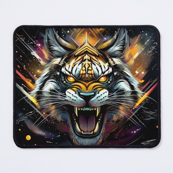 Item preview, Cosmic Roar Tiger with Neon Stripes and Galactic Burst designed and sold by Daagath.