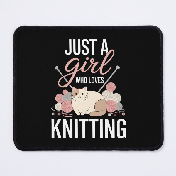 Item preview, Girl Who Loves Knitting Cat Wool Yarn Needlework Fiber Arts designed and sold by Gogetgiggles.
