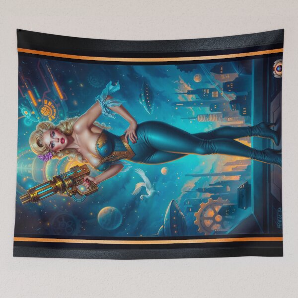 Item preview, Stralina Livia Retro-Fusion Fantasy Pinup Illustration Striking AI Concept Art by Xzendor7 designed and sold by Xzendor7 Digital Art Creations.
