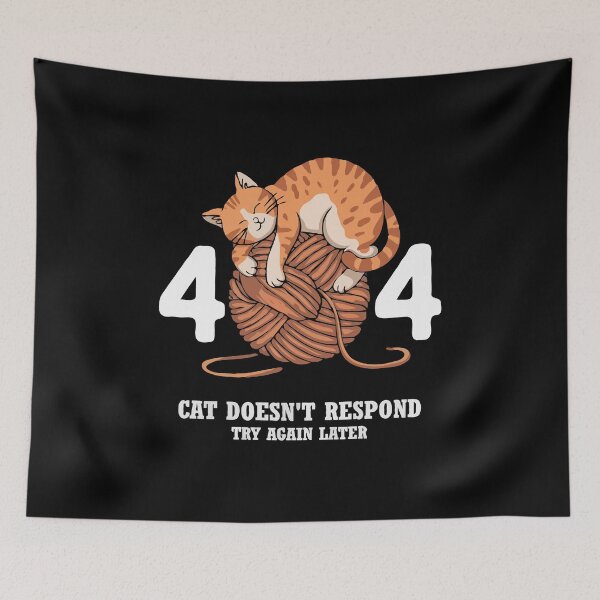 Item preview, Cute 404 Error Cat – Funny Sleeping Orange Kitty on Yarn Ball • Tech Humor Programming Gift designed and sold by BrainBubbleArt.
