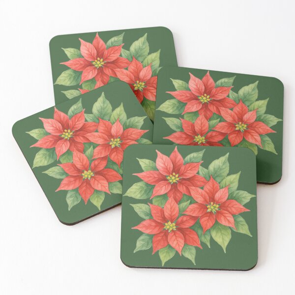 Item preview, Watercolor Poinsettia Christmas Flowers - Holiday Floral Art designed and sold by PunchDrop.