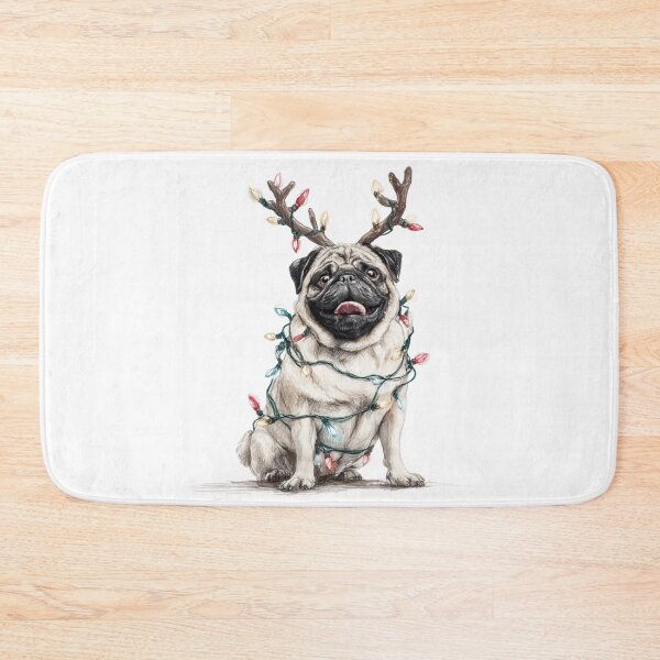 Item preview, Pug with Christmas Antlers  designed and sold by reddogbuckeye.