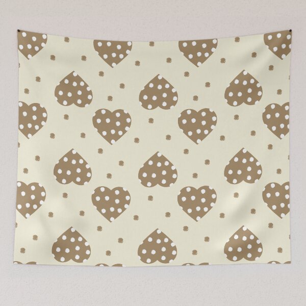 Item preview, Polka dot beige heart pattern designed and sold by MyYellowBird.