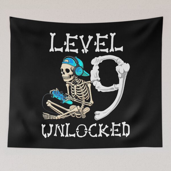 Item preview, Level 9 Unlocked Skeleton Gamer Video Gaming 9Th Birthday designed and sold by TysonLangosh.
