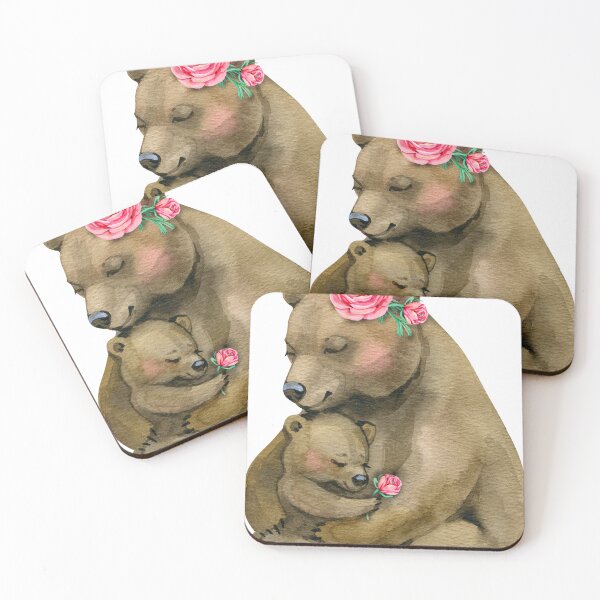 Item preview, Best mom bear hugging cub adorned with flowers. Watercolor hand drawn illustration. designed and sold by NataliMias.