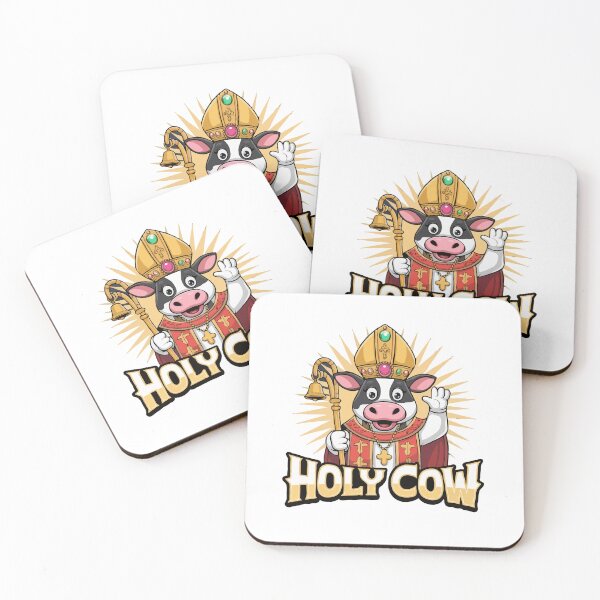 Item preview, Holy Cow – Funny Cartoon Cow Pope Artwork | Cute Animal Pun Design | Whimsical Religious Parody Illustration designed and sold by BrainBubbleArt.