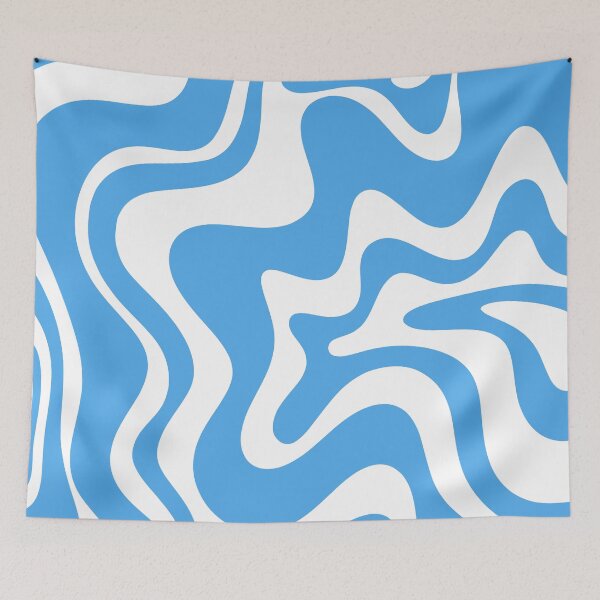 Item preview, Retro Liquid Swirl Abstract Pattern in Contemporary Blue and White designed and sold by kierkegaard.