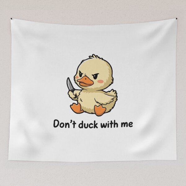 Item preview, Don't Duck With Me - Cute Chaotic Duck with Knife - Funny Meme Cartoon | Kawaii Aggressive Duck Art designed and sold by BrainBubbleArt.