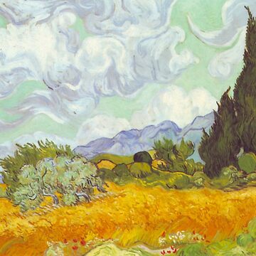 Artwork thumbnail, 'Cornfield With Cypresses' by Vincent Van Gogh (Reproduction) by Classic Visions Gallery