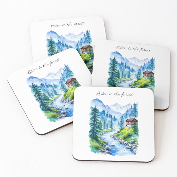 Item preview, Listen to the Forest – Mountain Cabin and River Landscape designed and sold by Fikuall.