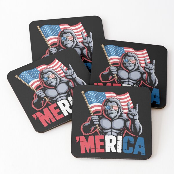 Item preview, Patriotic Gorilla ’Merica Art – Funny USA Flag Design, American Pride Illustration, 4th of July Freedom Graphic designed and sold by BrainBubbleArt.