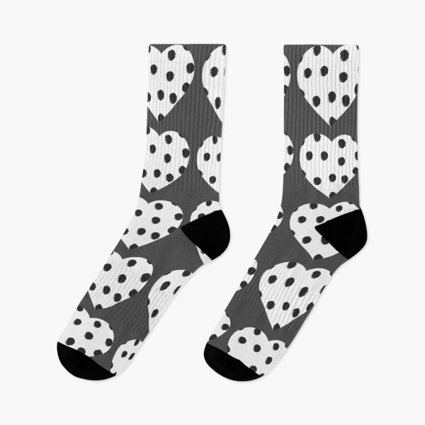 Item preview, Polka dot black and white heart pattern designed and sold by MyYellowBird.